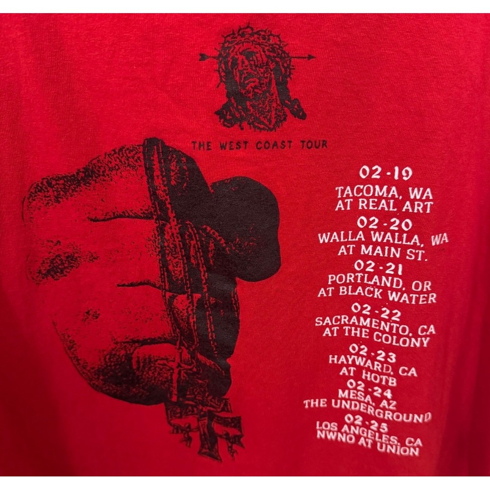 Jesus Piece Band Shirt Red The West Coast Tour Graphic Tee Mens 3XL Alstyle - Picture 5 of 5